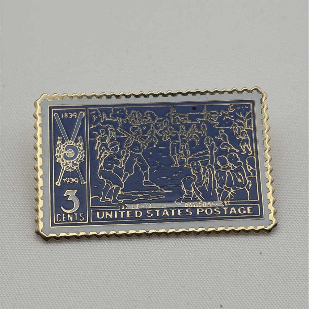 USPS United States Postal Service Stamp Baseball Scene Lapel Hat Pin